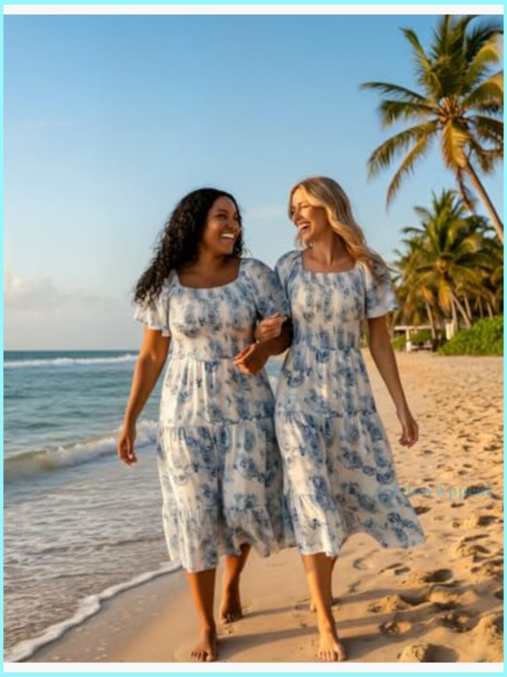 Floral Smocked Midi Dress Square Neck Off-Shoulder Summer Casual - Picture 3 of 7
